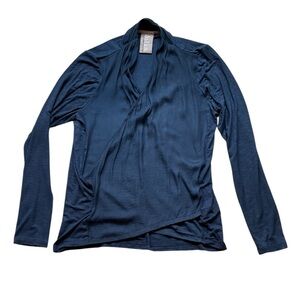 Dolan Anthropologie Women’s Blue Faux Wrap Top Size Large